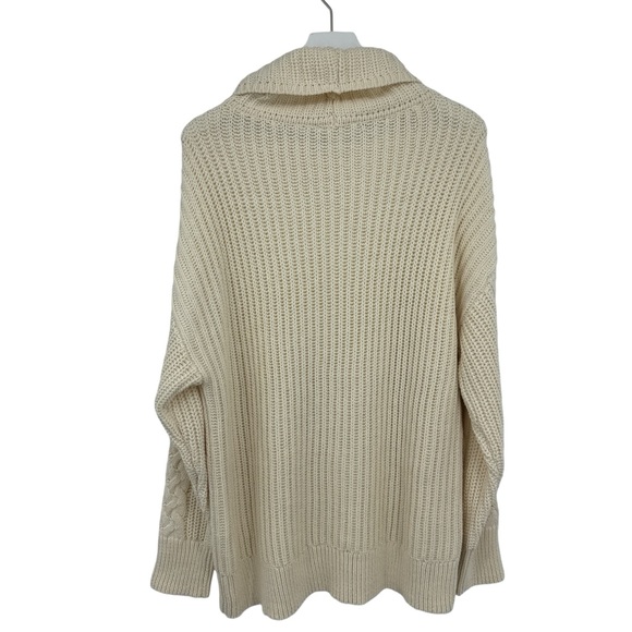 Haven Well Within Braided Cable Knit Sweater Cotton Blend Turtleneck Size Large - Picture 4 of 6